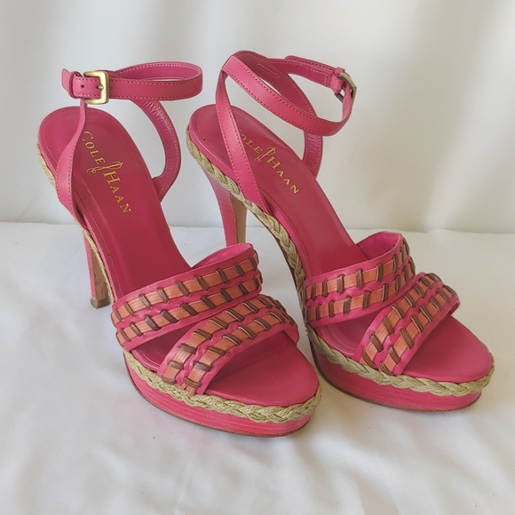 Cole Haan Nike Air Pink Vanessa Strappy Stiletto Platform High Heels, Size 5B - Picture 1 of 13